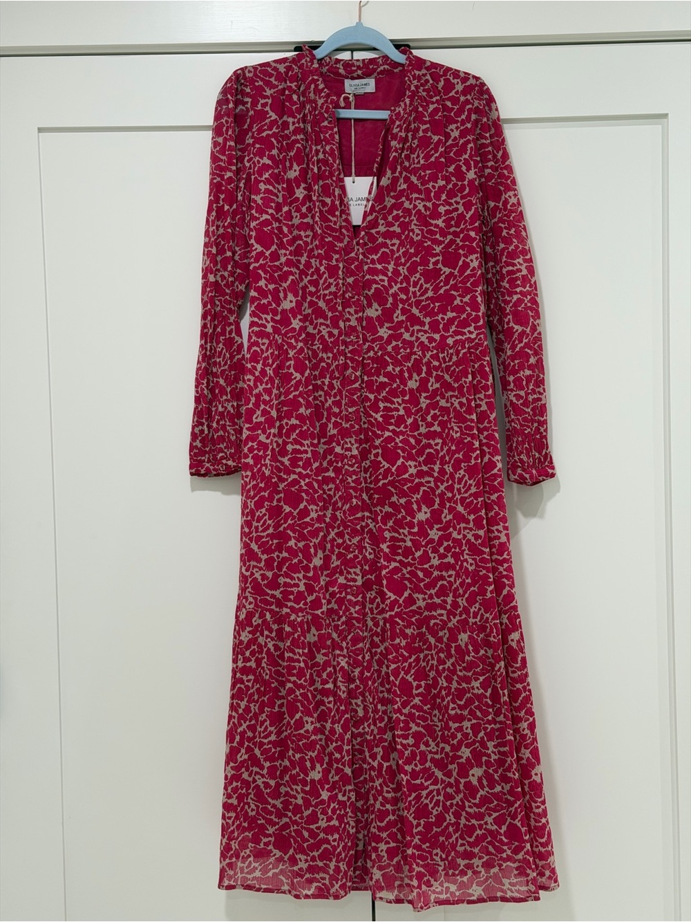 Olivia James The Label Pink Floral Cotton Midi Dress Size M NWT